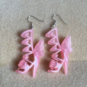 *3 for $20* Pink Barbie Shoe Butterfly Wing Earrings